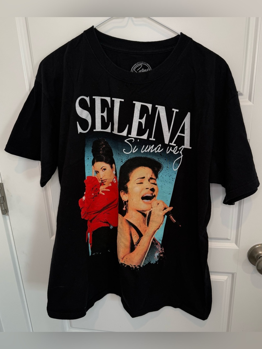 Official Selena Shirt Mens Black Short Sleeve Big Logo Graphic Cotton Size Large